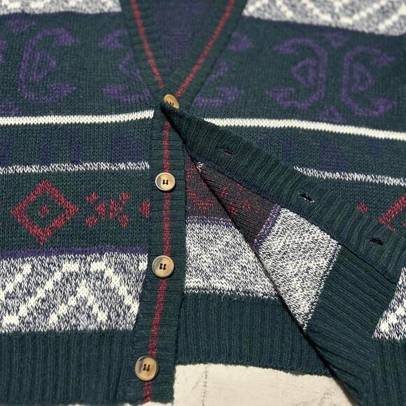 **Vintage 80s Michael Gerald Navy and Purple Cardigan** - Picture 4 of 5